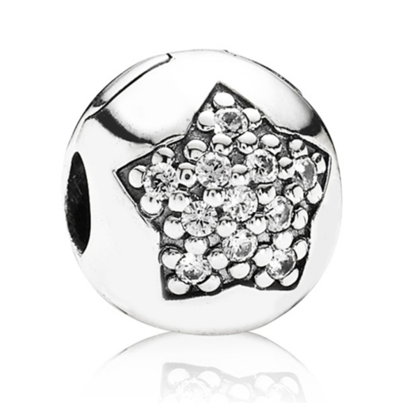 Pandora Sterling Silver You're a Star Clip w/ Clear Pave CZs - 791056CZ